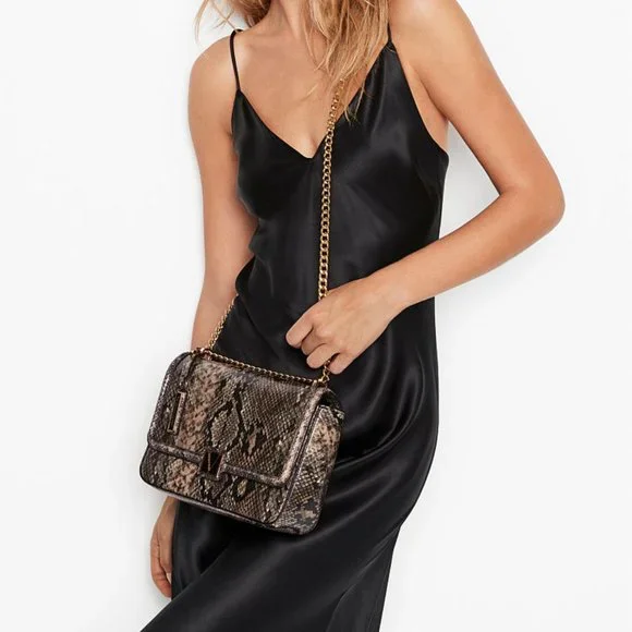 Victoria's Secret Medium Crossbody Bag Animal Print Gold Chains - Picture 5 of 5